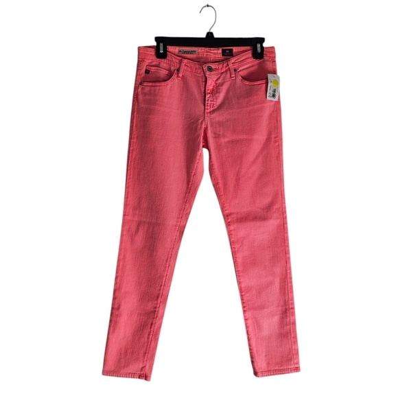 Adriano Goldschmied Super Skinny Ankle Mid Rise Coral Pink Orange Jeans 29 NWT - Picture 1 of 8
